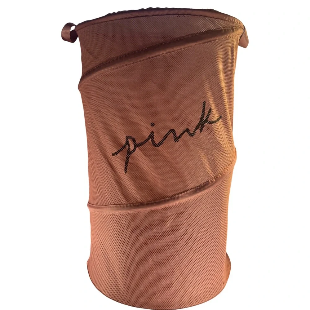 Victoria's Secret PINK Pop Up Laundry Hamper Mesh Basket Rose Pink Logo Dorm Y2K